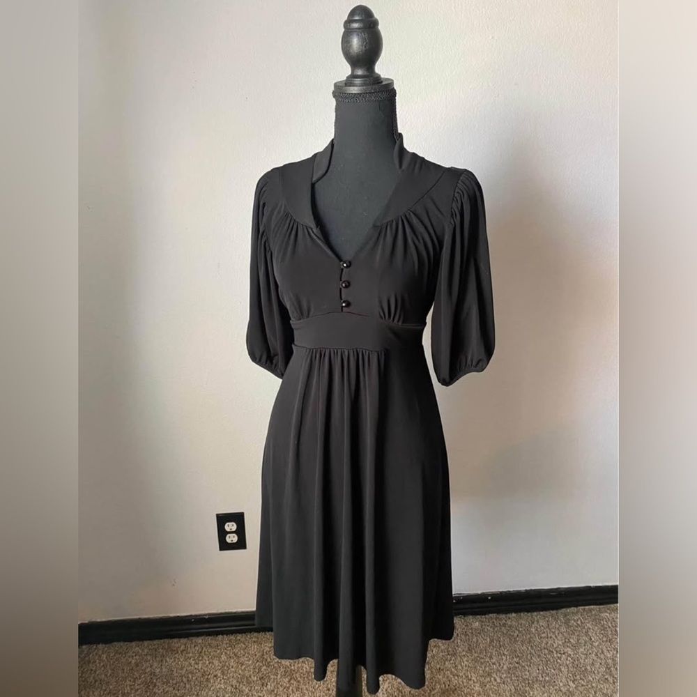 Wrapper Black Long Sleeve Dress